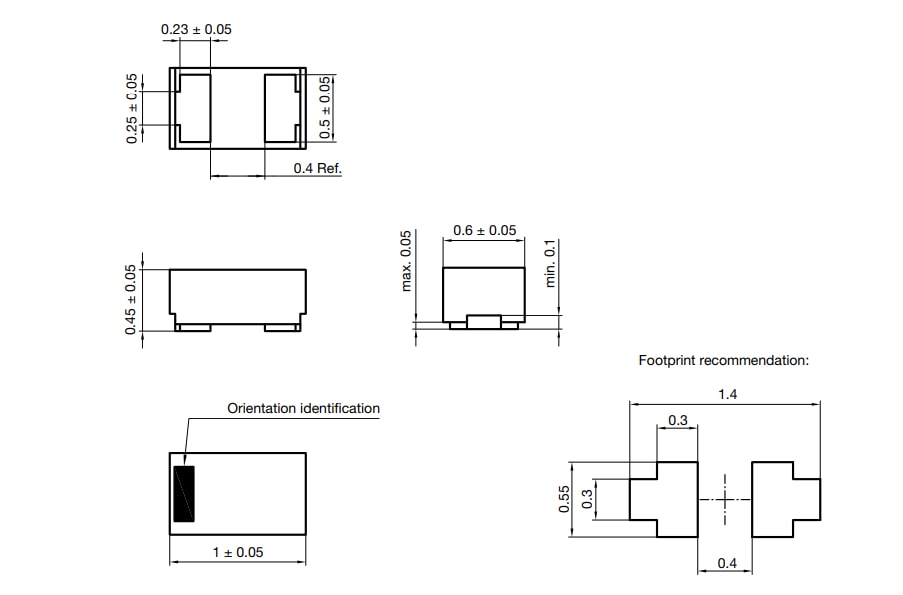 Plan mécanique - Vishay Semiconductors Diodes Schottky à signal faible BAS40L 40 V